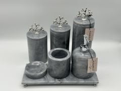 Gri-Gümüş 4'lü Mermer Banyo Seti