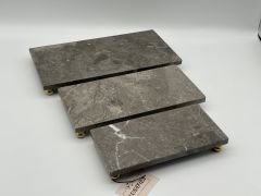 Koyu Bej 3'lü Mermer Sunumluk