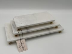 Beyaz 3'lü Mermer Sunumluk