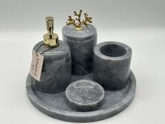 Gri 5'li Mermer Banyo Seti