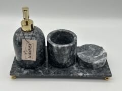 Gri 4'lü Mermer Banyo Seti