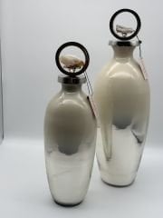 Beyaz Cam 2'li Kapaklı Şişe