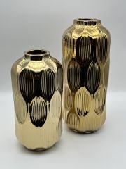 Gold 2'li Yaprak Desenli Vazo