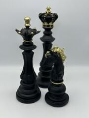 Siyah 3'lü Satranç Takımı
