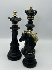 Siyah 3'lü Satranç Takımı
