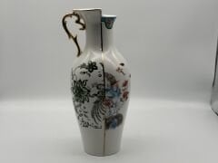 Turkuaz 2 Renkli Kulplu Seramik Vazo