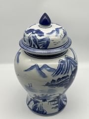 Mavi Seramik Desenli Kapaklı Küçük Küp