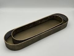 Eskitme Metal Oval 2'li Tepsi