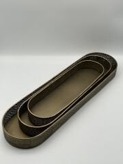 Eskitme Metal Oval Tepsi