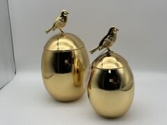 Gold 2'li Kuş Kapaklı Oval Kavanoz