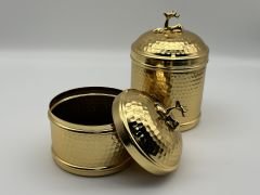 Altın Geyik Kapaklı 2'li Metal Kutu