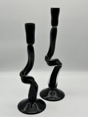 Siyah 2'li Cam Şamdan