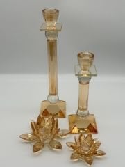 Turuncu Kristal 2'li Şamdan