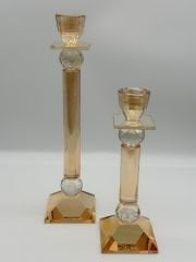 Turuncu Kristal 2'li Şamdan