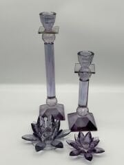 Mor Kristal 2'li Şamdan