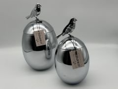 Gümüş 2'li Kuş Kapaklı Oval Kavanoz