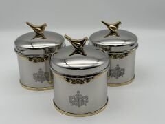 Kuşlu İtalyan Gümüş Oval Kavanoz