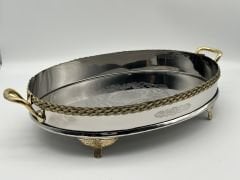 Halatlı İtalyan Gümüş Oval Tepsi