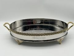 Halatlı İtalyan Gümüş Oval Tepsi