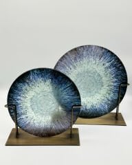 Mavi 2'li Cam Yuvarlak Obje