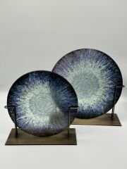 Mavi 2'li Cam Yuvarlak Obje