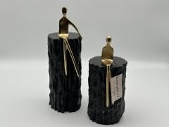 Siyah Mermer 2'li Oturan Adam