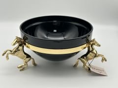 Siyah 3 Atlı Çanak Cam Kase