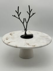 Beyaz Geyikli Mermer Sunumluk