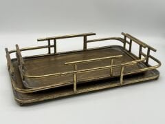 Eskitme Metal Kulplu 2'li Tepsi