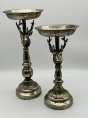 Gümüş Metal Geyikli 2'li Mumluk