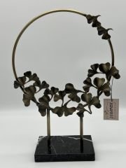 Eskitme Mermerli Yaprak Yuvarlak Obje