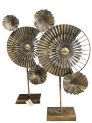 Metal Yuvarlak 3 Çiçekli Obje