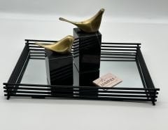 MERMER-PİRİNÇ DETAYLI 2'Lİ DEKORATİF KUŞ OBJE