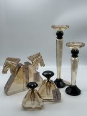 SİYAH-AMBER 2'Lİ KRİSTAL ŞAMDAN