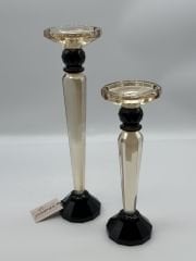 SİYAH-AMBER 2'Lİ KRİSTAL ŞAMDAN