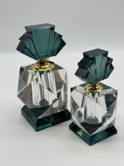 TURKUAZ 2'Lİ KRİSTAL PARFÜM ŞİŞESİ OBJE