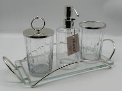 GÜMÜŞ-ŞEFFAF 4'LÜ BANYO SETİ