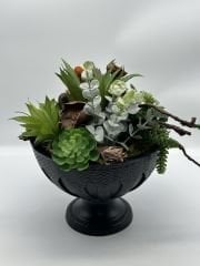 MAT SİYAH ÇİÇEKLİ SAKSI